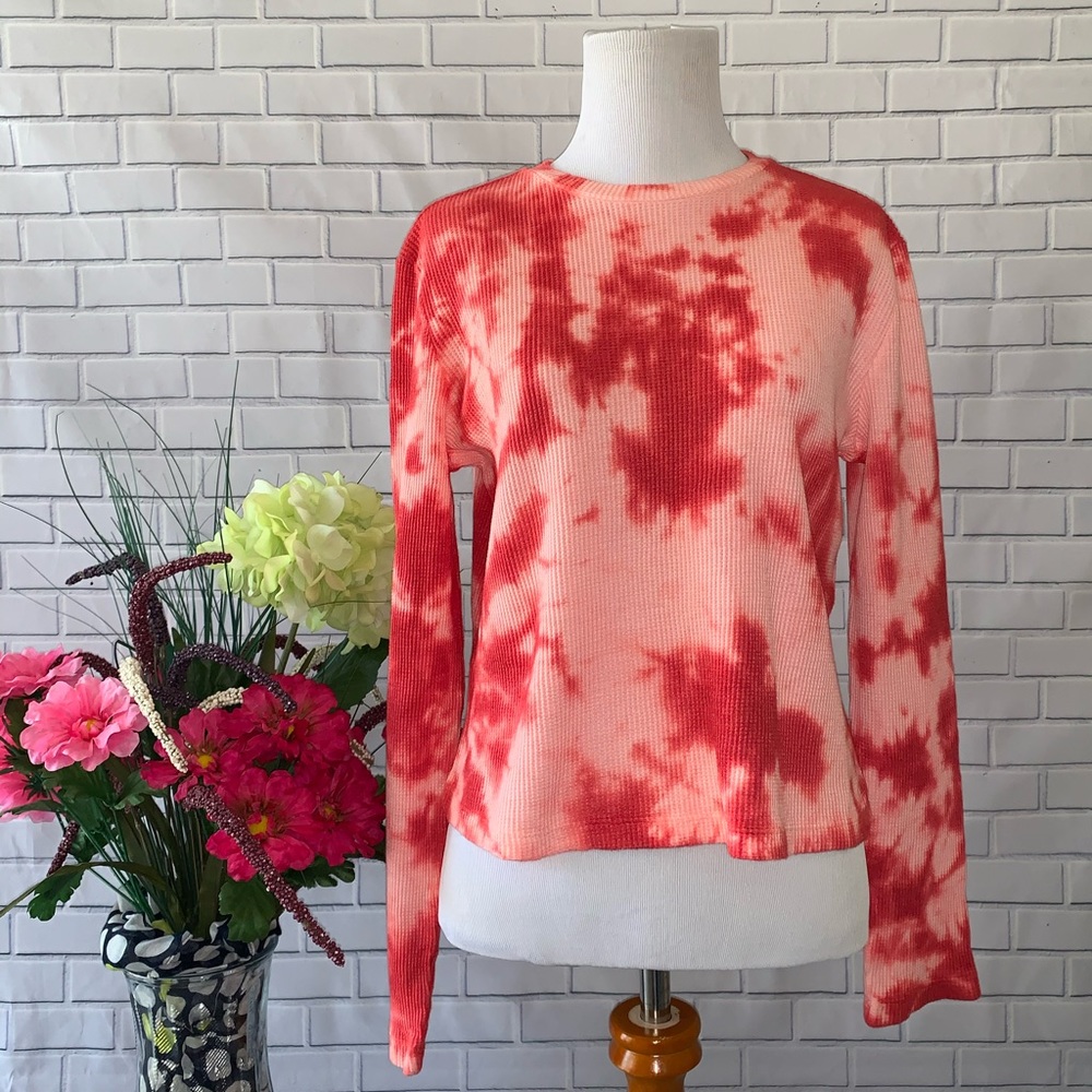 Topshop Tie Dye Waffle Top Long Sleeves 4